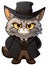 Cartoon sticker sweet kitten dressed as a Hasidic Jew, AI