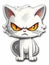 Cartoon sticker white evil kitten, AI