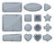 Cartoon stone frames, arrows and game app buttons. Granite rock stones signs, banners and gravel rock plates vector symbols