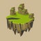 Cartoon Stone Grassy Isometric Island for Game