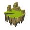 Cartoon Stone Grassy Isometric Island for Game, Vector Illustration