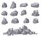 Cartoon stones. Rock stone isometric set. Granite boulders, natural building block shapes. 3d decoration isolated vector