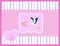 Cartoon stork with baby girl card