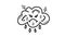 Cartoon storm rain cloud line icon animation Motion graphics 4k video motion illustration sign. Outline doodle style
