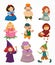 Cartoon story people icons set