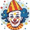 Cartoon strange scary grinning Clown with sinister smile Vector