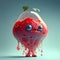 Cartoon strawberry fruit monster, berry character