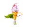 Cartoon strawberry ice cream wizard character