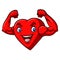 Cartoon strong heart with muscular arm