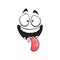 Cartoon stupid face, happy smile vector emoji