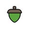 Cartoon style acorn nut logo, oak seed icon, vector illsutration design
