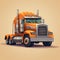 Cartoon Style American Semi Truck Vector Illustration