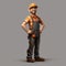 Cartoon Style Artist Worker - 3d Animated Character Builder