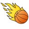 Cartoon style basketball ball with flames