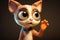 Cartoon style big eyes Cat making vulcan greeting with his paw Starfleet cat illustration generative ai