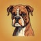 Cartoon Style Boxer Dog Art: 8bit Image In Light Maroon And Dark Amber