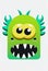 Cartoon style bright monster head on white background. AI Generated