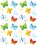 Cartoon Style Butterfly And Dragonfly Pattern. Colorful Butterflies In Vector. Nice Childish Background.