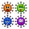 Cartoon style Corona / Covid-19 virus with different expressions