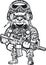 Cartoon style dog wearing military helmet and holding assault rifle