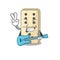 Cartoon style of domino with guitar cute isolated