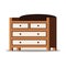 Cartoon style flat design vector illustration of wooden chest of drawers