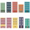 Cartoon style flat house facade , cityscape panorama funny cheerful tiffany blue building with yellow windows , vector illustratio