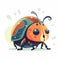 Cartoon style graphic drawing of a cute and friendly beetle.