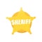 Cartoon style grunge american western sheriff badge isolated vector illustration on white