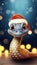 Cartoon style of happy snake in red santa hat outdoor with festive background