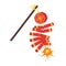 Cartoon style icon of traditional Chinese firecrackers