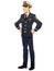 Cartoon style illustration of a pilot looking handsome standing in his flight uniform with a white background behind him.