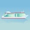 Cartoon style massive cruise ship in the sea, vector image