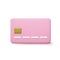 Cartoon style pink credit card. Banking operation. Financial transactions and payments. Credit card for online payment or shopping