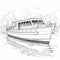 Cartoon Style Pontoon Boat Coloring Page