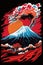 Cartoon style poster of mount Fuji, Japan