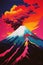 Cartoon style poster of mount Fuji, Japan