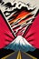 Cartoon style poster of mount Fuji, Japan