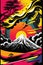 Cartoon style poster of mount Fuji, Japan