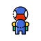Cartoon style robot colourful vector illustration. Cute bot icon.