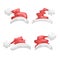 Cartoon style Santa Claus hat icon set. Collection of traditional xmas costume symbol.