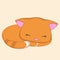 Cartoon style Small sleeping kitty. Vector illustration.