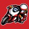 Cartoon style of sportbike race cornering