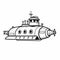 Cartoon Style Submarine Doodle: Simple Line Art Illustration