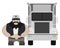 Cartoon style truck driver standing. No outline