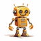 Cartoon Style Yellow Robot Highly Realistic Digital Illustration