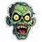 Cartoon Style Zombie Face Sticker - Ultra Detailed Halloween Graphic