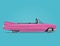 Cartoon styled vector illustration of the pink retro car cabriolet