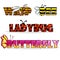 Cartoon stylised text insects. Name bee, Butterfly and ladybug