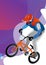 Cartoon stylish man riding on cool BMX bike